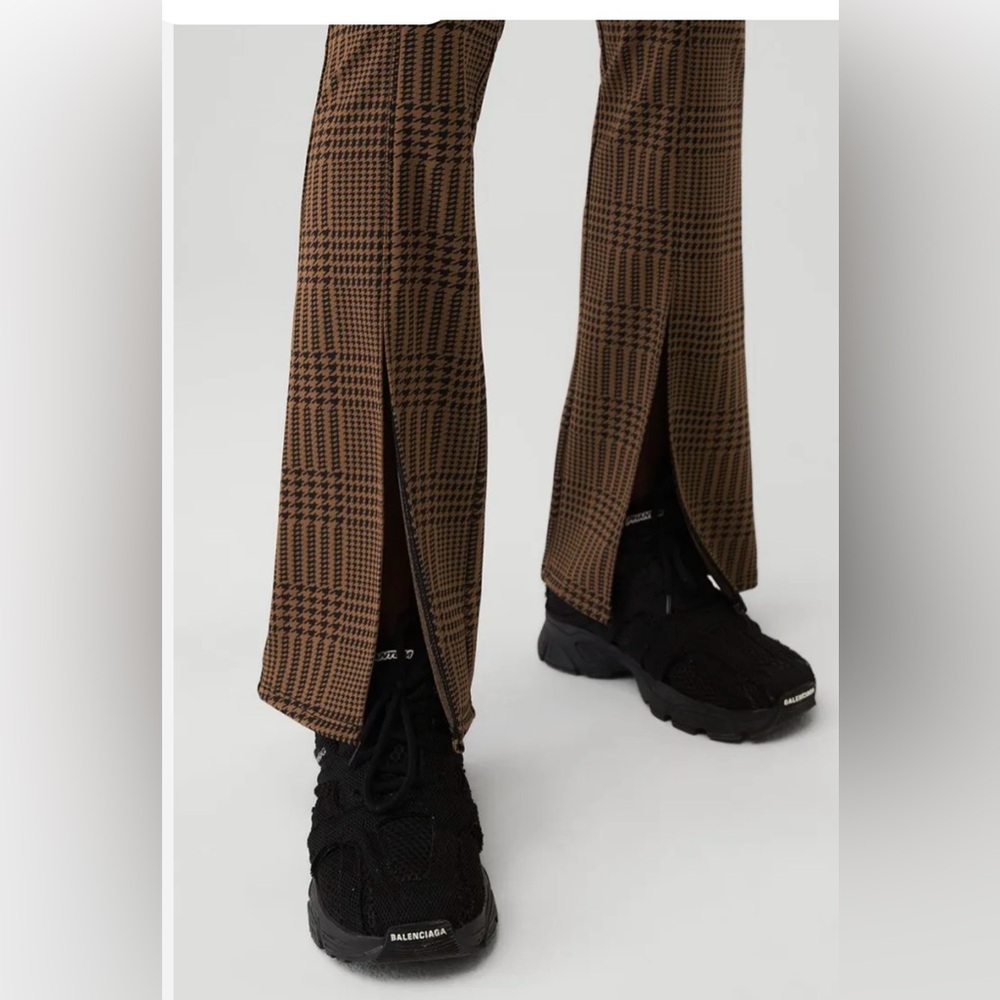 NWOT Jacquard High-Waist Glenplaid Flutter Leggings Cinnamon Brown/Black Size XS - Picture 10 of 16
